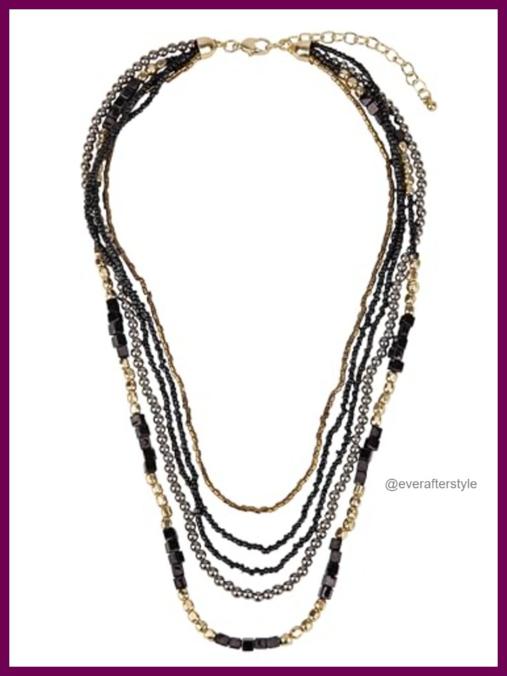 Layered Multistrand Seed Bead Necklace with 7 Strands and Gold Accents